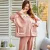 Princesa algodão pijama mulheres primavera e outono novo estilo menina solta xxxl confortável homewear set mulher vestir rosa fofinho1