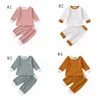 Automne Bébé Vêtements Ensembles Solide Infantile Fille Tops Pantalon 2pcs Ensemble À Manches Longues Enfant Garçon Tenues Enfants Enfants Boutique Vêtements 4 Couleurs 5825