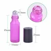 Wholesale CHEAP 500PCS 5ml 1/6oz Thick Colorful Glass Roller On Essential Oil Empty Perfume Bottle with Glass Stainless Steel Roller Ball LX