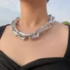 Punk Chain Gerdanlık Kolye Yaka Hip Hop Tıknaz Chokers Altın Renk Kalın Zincir Bildirimi Kolye Kadın Erkek Takı Hediye Için 2 adet / grup