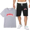 Мода - летние мужчины футболка наборы мода трексуита мужчины футболка и шорты мужчины Camiseta с коротким рукавом длиной колена