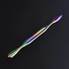 Cool Rainbow Shovel Scoop Spoon Portable Wax Powder Pill Herb Smoking Titanium Nails Tip Oil Rigs Straw Hookah Wig Wag Bong Tool