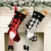 Christmas Socks Buffalo Plaid Heart Christmas Stockings Swedish Santa Gnome Xmas Sock Fireplace Hanging Decorations Kids Gift Bag LSK2029