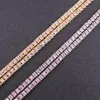 Chokers Rose Gold Pink Crystal 1 Row Tennis Chain Hip Hop Women's Necklace Men's Punk Rapper Singer's Iced Out Blin268S