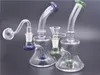 Dab oil Rig bong Thick Glass beaker Bongs Inline Perc honeycomb Water Pipes 14mm Joint recycler Bong With glass oil burner pipe