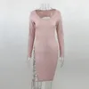 Casual Dresses EvaQueen Sexy Evening Club Party Women O Neck Long Sleeve Side Hollow Out Vestidos Vintage Summer Dress 2021