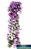 Violette künstliche Blumen DIY Türsturz Spiegel Blumenrebe künstliche grüne Pflanze Seide gefälschte Blume für Hochzeit Heimdekoration1809277