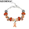 KEORMA Breast Cancer Awareness Pink Ribbon Pendant Heart Snake Chain Adjustable Charm Bracelet & Bangles Women Mother's Day Gift1