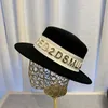 Women's Wide Brim Felt Fedora Hat 100% Wool Felt Panama Hat with Hot Gold Letter Webbing