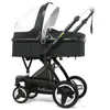 Pu lederen 3in1 baby wandelwagen mand hoog landschap kan liggen leuning vouwstroller vier seizoenen Universal Baby Car Seat