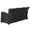 Klassisk Ute Uteplats Möbel Set 4-Piece Conversation Set Black Wicker Furniture Sofa Set med mörkgrå kuddar WY000055AAB