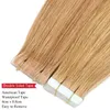 #16 PU Skin Weft Natural Human Hair Tape In Extensions 20pcs Light Blonde Seamless Brazilian Remy Straight Hair Invisible on Adhesive