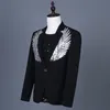 Blazer masculino com lantejoulas estrangeiras, jaqueta slim fit para cantor de palco, traje brilhante, jaqueta man220n
