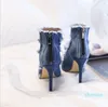 Hot Sale-2018 Comfortable Top Quality Ladies Blue Denim Jeans Wide Width High Heeled Back Zip Up Ankel Strap Kvinnor Sandaler