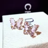 New fashion designer sparkling beautiful colorful crystal diamond big butterfly stud earring for woman girls silver post