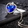 Hot Selling Titanic Necklace The Heart Of The Ocean Diamond Necklace Crystal chain luxurious heart Pendant Necklaces for Women