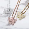 Collar de mariposa INS Hotsale, collar con colgante de mariposa CZ chapado en oro de 18k con cadena de cuerda gratis, bonito regalo