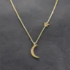 Anhänger Halsketten Mode Gold Silber Farbe Mond Stern Schlüsselbein Kette Engagement Schmuck Frauen Klassische Edelstahl Halskette GIF291i