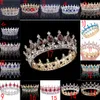 Bling lyxig vintage guld bröllop krona legering brud tiara barock drottning kung krona guld färg rinsten tiara krona bröllop acce2495708