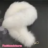 70cm / 27.5 "Lange echte echte witte vossenbont tail cosplay speelgoed handtas auto telefoon sleutelhanger hanger kwasten