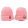 Nuovo arrivo classico lavorato a maglia cappelli caldi per adulti e bambini taglia colori puri berretti con etichetta naso di maiale berretto solido intero2897178