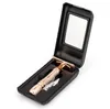 Classic Shaving Blade Men's Safety Straight Razor Shaver Manual Stainless Zinc Alloy Rose Gold with Holder