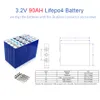 8PCS / Lot 3.2V 90Ah LiFePO4 Discharge 270A contínuo para 24V Diy EV RV bateria celular Prismatic com barramentos