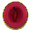 2020 Fashion Outer Lime Green Inner Rosy Patchwork Damen Filzhüte mit breiter Krempe Lady Panama Vintage Unisex Fedora Hut Jazz Cap L XL1805257