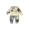 Baby Gold Fluwelen Rompertjes ins Tie-Dye Lange Mouw Oren Hooded Jumpsuits 2020 Herfst Mode Boutique Kinderen Klimmen Kleding M2588