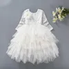 Tutu Dresses Lace Kids Girl Floral Dress Flower Girls Princess Dresses Long Sleeve Children Party Dress Boutique Kids Clothing