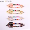 Cadena de eslabones, 6 uds., pulsera ajustada a la moda, Circonia colorida, arco iris, CZ, Pin, pulseras de eslabones, joyería para mujer 12474