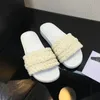 Women Mules Sandals Pearls Sliders Stuffies Top Quality Lambskin Black White Flat Slippers Ladies Beach Rubber Flip Flops With Box