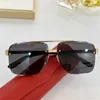 새로운 패션 디자인 선글라스 8200988 간단한 정사각형 프레임 금속 halfframe 목재 사원 컷 렌즈 UV400 보호 선글라스 311w