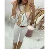 Womens Pattern Shirt Fashion Trend Spring Stand Collar Long Sleeve Slim Fit Blouses Designer Famale Casual Print Shirts Clothes