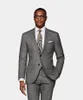 Fashion Grey Groom Tuxedos Notch Lapel Groomsmen Wedding Tuxedos Popular Men Formal Blazer Prom Jacket Suit(Jacket+Pants+Tie) 63