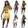 Women Tracksuits Shorts Pants Two Pieces Set Large Size Spoof Letter Printing Suspender Top Sports Suit Ladies New Fashion Outfits