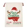 Kerst Santa Sacks canvas katoenen tassen grote zware drawstring cadeau tassen gepersonaliseerde festival feest kerstversiering FY4249