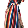 Casual Dresses Korean Dress Clothing Boho Chic Beach Wear Womens Long Maxi Bohemian Style Bodycon Color Stripe Printed Sexig Solid292V