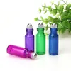 Wholesale CHEAP 500PCS 5ml 1/6oz Thick Colorful Glass Roller On Essential Oil Empty Perfume Bottle with Glass Stainless Steel Roller Ball LX