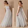 Goedkoop Country Style Grey A Line Bruidsmeisjes Jurken met Wrap Strapless Tulle Plus Size Junior Bruidsmeisjesjurken Maid of Honor Dress