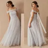 Abiti da damigella d'onore in stile country grigio A Line con involucro senza spalline in tulle Plus Size Abiti da damigella d'onore junior Abito da damigella d'onore