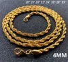 18K Jaune Plaqué Or Chaînes Collier Hommes Bijoux 18-30 Pouces Twist chaîne Colliers pour Femmes Hommes Hip Hop Bijoux