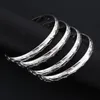 4Pcs Dubai Bangle Jewelry for Women Men Silver Color Ethiopian African Fashion Bangles Jewelry