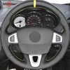 Czarny Prawdziwej Skóry DIY Ręcznieszy Kierownica Kierownica Pokrywa do Renault Megane 3 (Coupe GT) Rs 2010-2016