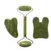 Natuurlijke Jade Roller Facial Massager Real Stone Face Roller Guasha Massage Board Set Guasha Tool Jade Roller Guasha Massage Board