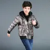 Grandes meninos casacos de inverno crianças jaquetas camuflagem impressão crianças jaqueta engrossar quente parkas com capuz outwear roupas 5899200