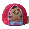 Tie Dye Criss Cross Coda di cavallo Berretto da baseball Cappelli Hip Hop regolabili unisex Berretto da baseball Protezione solare esterna estiva Cappelli in rete di cotone D4739488