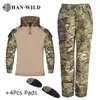 Crianças Exército dos EUA Tactical Uniforme Militar Airsoft Camuflagem provado em combate shirts Calças rápida assalto longas com calças e joelheiras