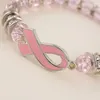 Perline di consapevolezza del cancro al seno Braccialetti Bracciale rosa Bracciale in vetro Dome Cashon Pulsanti di gioielli per ragazze Donne 626462387001