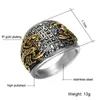 Punk Vintage Black Crystal Scorpion Pattern Mens Ring Gold Color Round Stainless Steel Titanium Rings for Men Jewelry